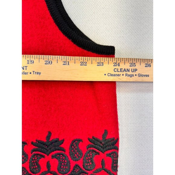 Carroll Reed Womens Wool Vest XL Red & Black Embroidered Design - Picture 6 of 10
